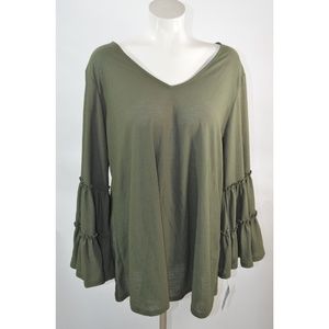 NY Collection Women's Plus Size 2X Blouse Green